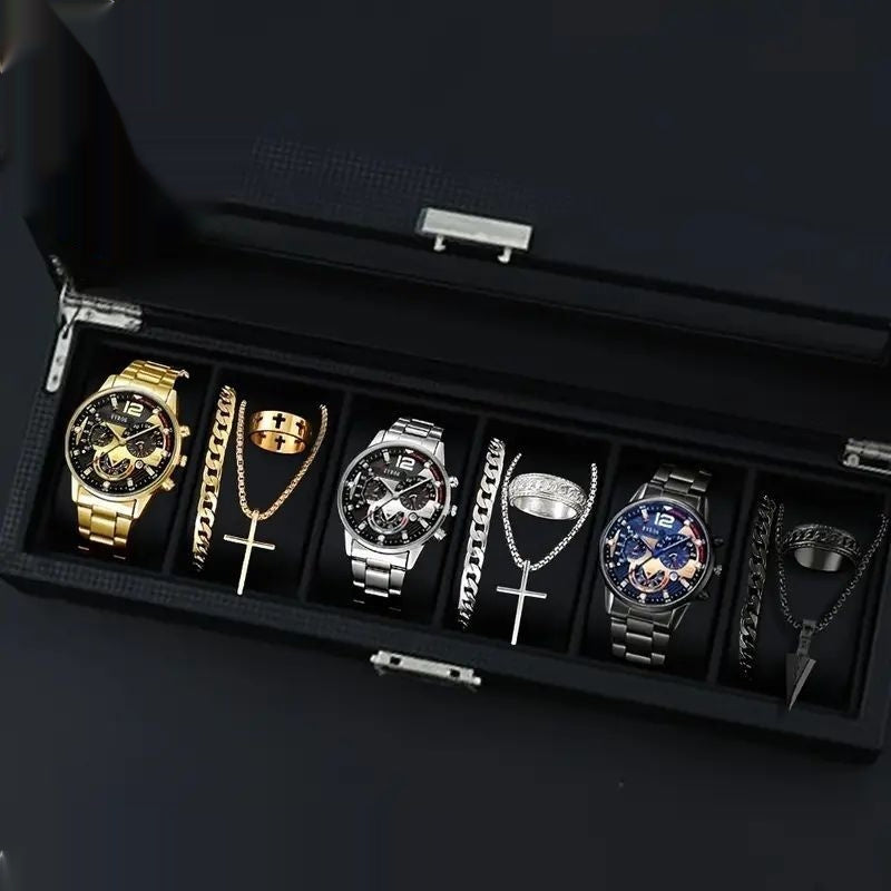 12-set Men's Watches Fashionable Multi-color Assortment Of Quartz Men's Watches مجموعة من 12 ساعة يد رجالية عصرية متعددة الألوان تعمل بحركة الكوارتز