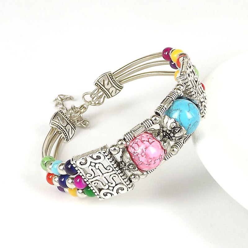 Ethnic-style Vintage Bangle With Exotic Miao Silver Design سوار عتيق الطراز ذو تصميم عرقي مزين بفضة مياو غريبة
