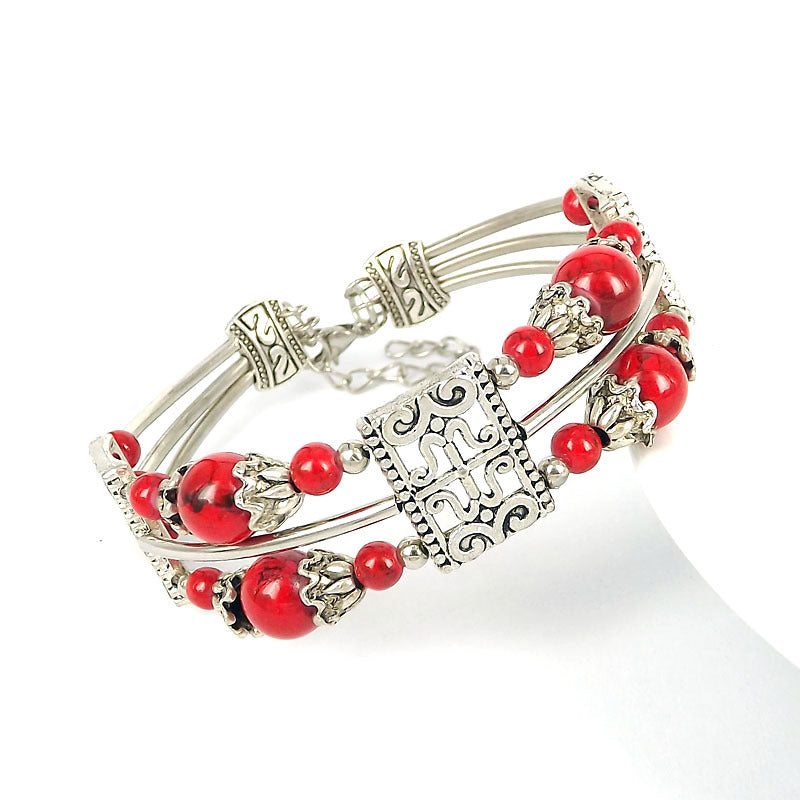 Ethnic-style Vintage Bangle With Exotic Miao Silver Design سوار عتيق الطراز ذو تصميم عرقي مزين بفضة مياو غريبة