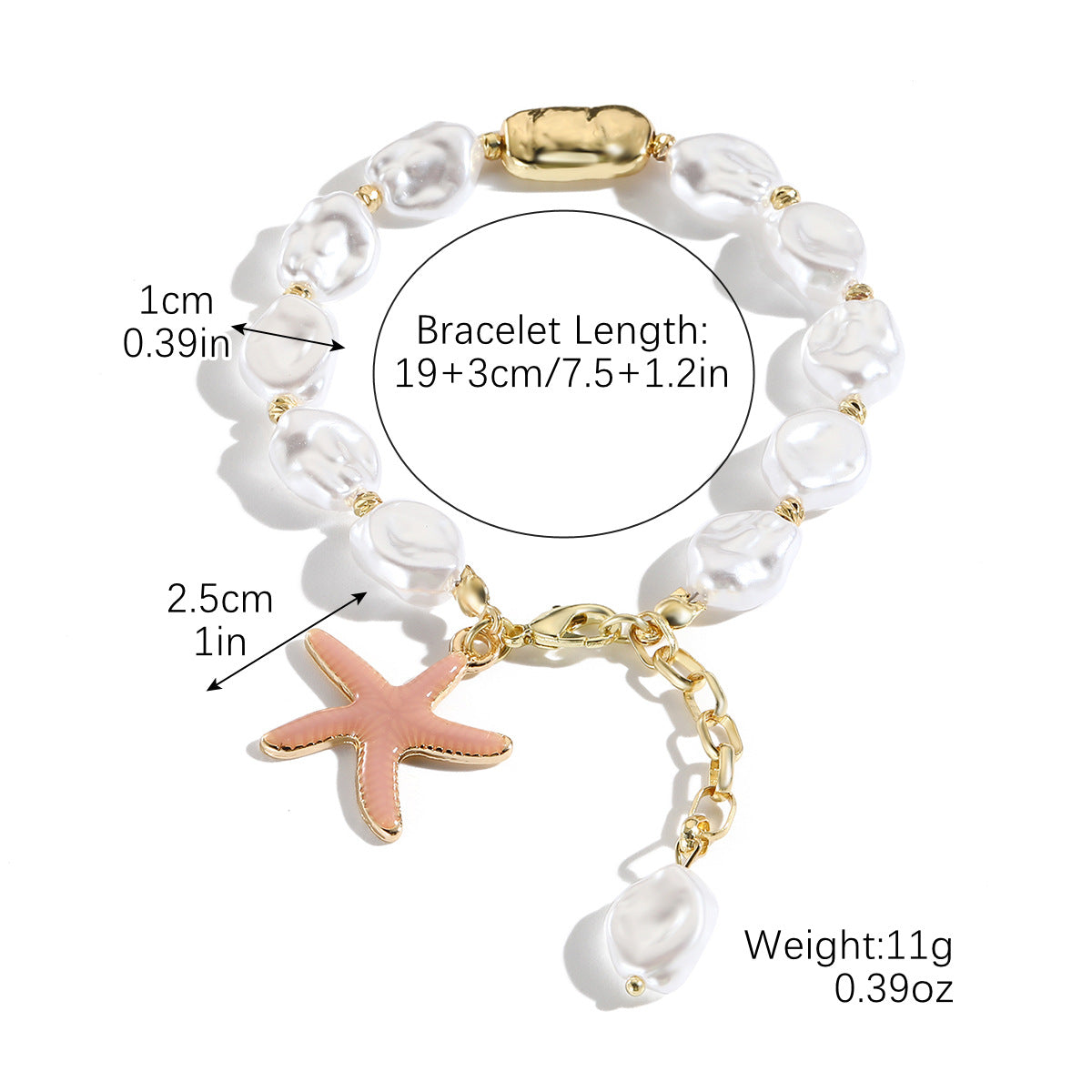 Moon Heart And Five-Pointed Star Natural Shell Bead Bracelet سوار من خرز الصدف الطبيعي على شكل قلب القمر ونجمة خماسية