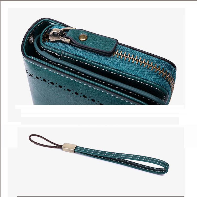 RFID Blocking Women's Long Zipper Wallet, Large Capacity Clutch Purse For Daily & Travel Use, Multi Card Holder Ladies Wallet
