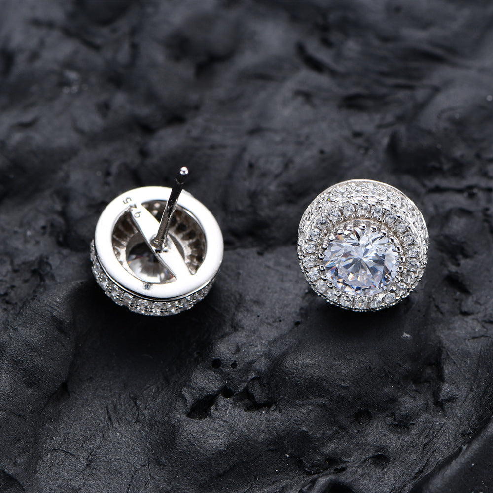 Hip Hop Zircon Stud Earrings – Sparkling Unisex Wedding Jewelry