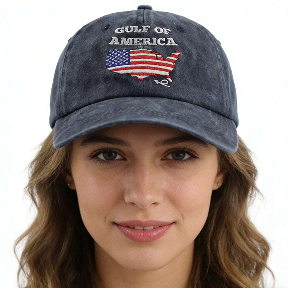 2pcs Gulf Of Patriotic Decorations Baseball Cap  قبعتان من قطعتين بتصميم خليج أمريكا للرجال والنساء، قبعة بتصميم علم أمريكا وخليج المكسيك، قبعة بيسبول مزينة بزخارف وطنية أمريكية، هدايا عيد ميلاد للأب والأم والصديق والمحارب القديم