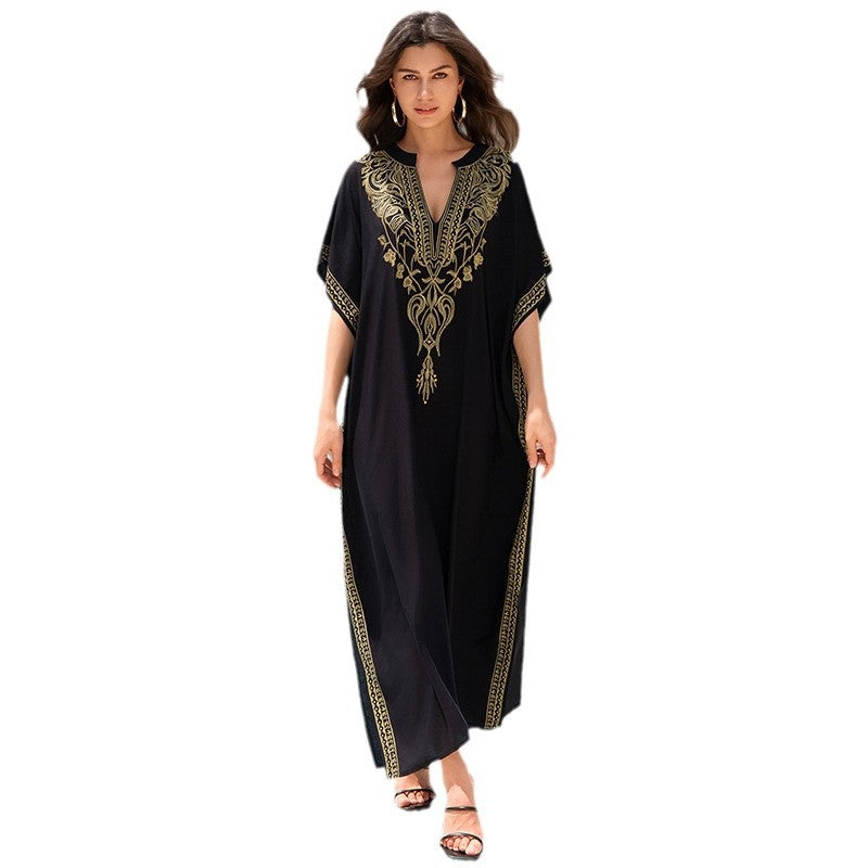 Rayon Embroidered Beach Sun Protection Clothing Dress Women فستان نسائي مطرز من قماش الرايون لحماية البشرة من الشمس أثناء الشاطئ