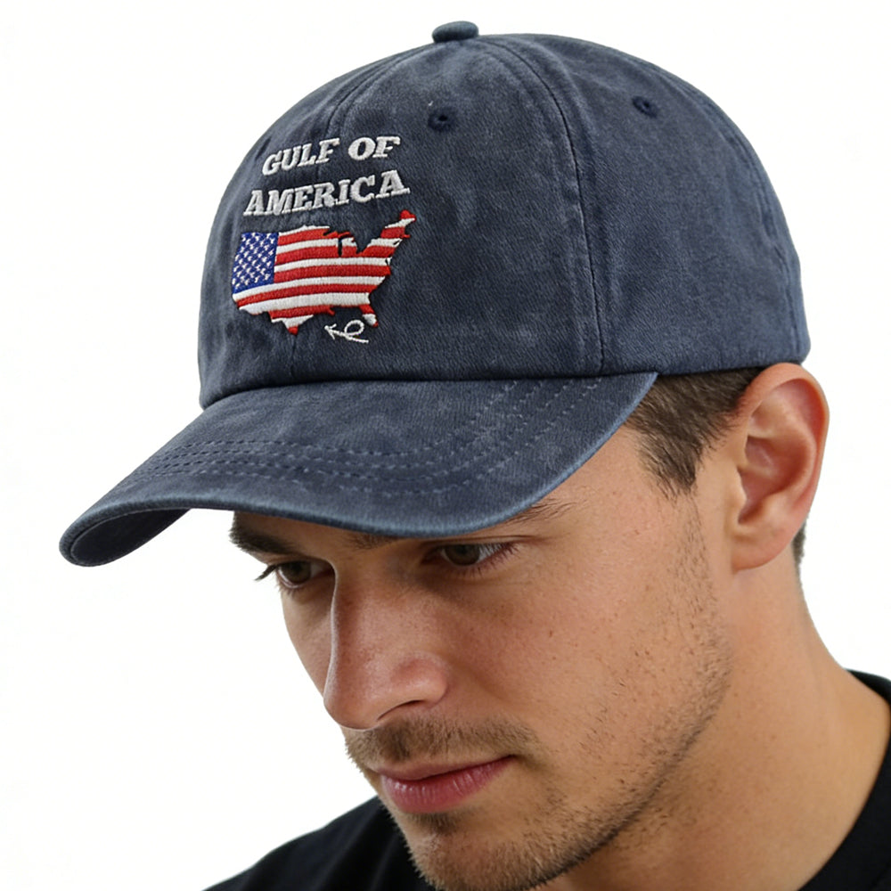 2pcs Gulf Of Patriotic Decorations Baseball Cap  قبعتان من قطعتين بتصميم خليج أمريكا للرجال والنساء، قبعة بتصميم علم أمريكا وخليج المكسيك، قبعة بيسبول مزينة بزخارف وطنية أمريكية، هدايا عيد ميلاد للأب والأم والصديق والمحارب القديم