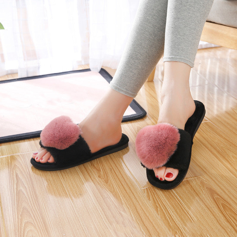 Plush Slippers Women's Cross Section To Keep Warm شباشب نسائية مخملية بتصميم متقاطع للحفاظ على الدفء