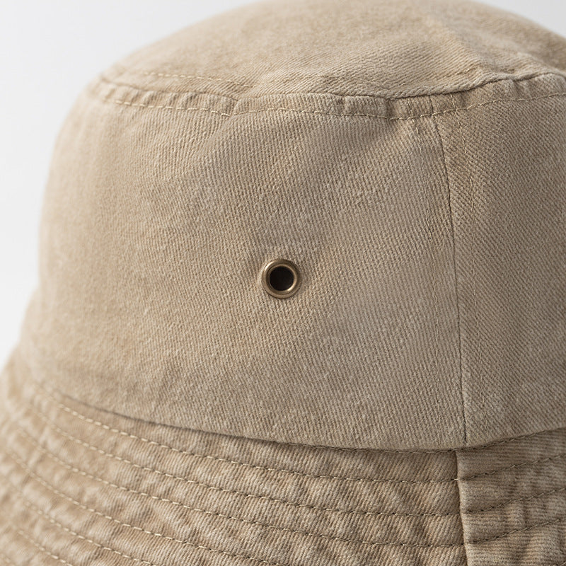 Personalized Distressed Simple Solid-Colored Bucket Hat قبعة دلو بسيطة بلون موحد بتصميم عتيق ومخصصة