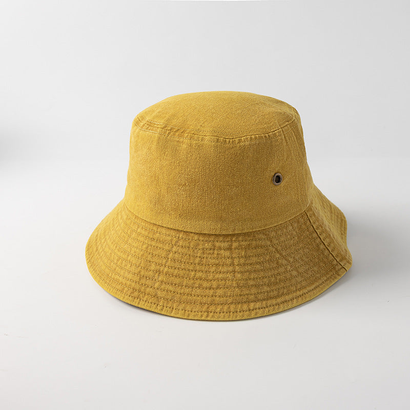 Personalized Distressed Simple Solid-Colored Bucket Hat قبعة دلو بسيطة بلون موحد بتصميم عتيق ومخصصة