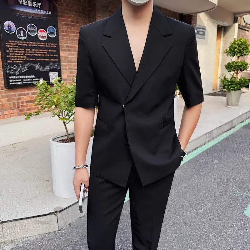 High-end Mens Suit With Three-quarter Sleeves بدلة رجالية فاخرة بأكمام ثلاثة أرباع
