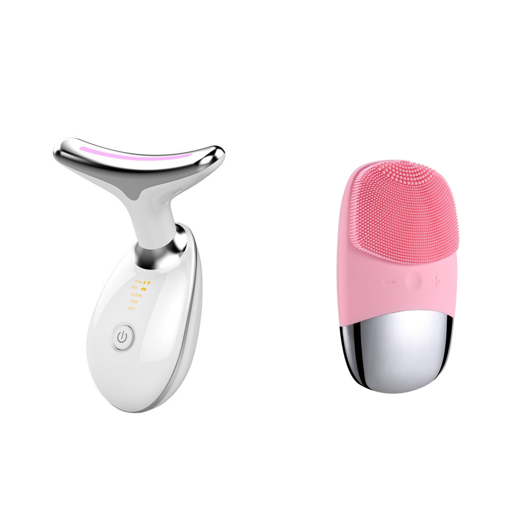 EMS Thermal Neck Lifting And Tighten Massager Electric Microcurrent Wrinkle Remover جهاز تدليك حراري لشدّ الرقبة ورفعها بتقنية EMS، مزيل للتجاعيد يعمل بالتيار الكهربائي الدقيق