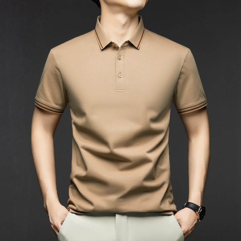 Business-Style Breathable Mens Short-Sleeve T-Shirt تيشيرت رجالي بأكمام قصيرة، مناسب للعمل، مصنوع من قماش يسمح بمرور الهواء.