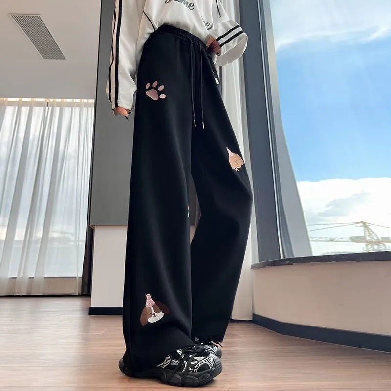 Women's Cartoon Sports Casual Loose Sweatpants بنطلون رياضي نسائي فضفاض برسومات كرتونية