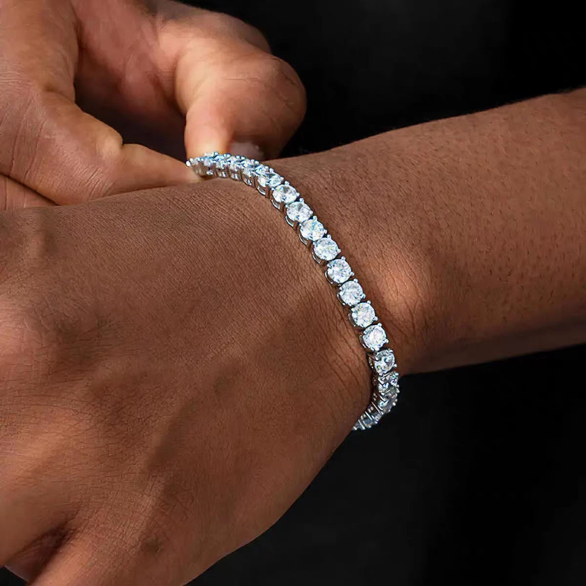 Sleek Luxury Sparkling Zircon Bracelet,Detachable Extender Chain,Unisex For Daily Wear, Christmas Outfits And Beach Occasions