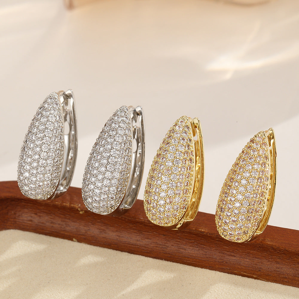 Women's European And American-style Micro-pave Cubic Zirconia Earrings أقراط نسائية مرصعة بالزركونيا المكعبة على الطراز الأوروبي والأمريكي