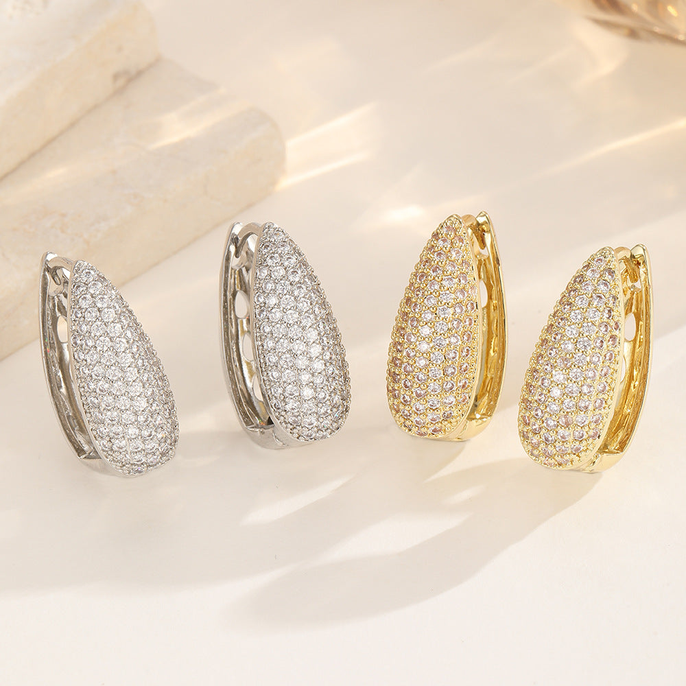 Women's European And American-style Micro-pave Cubic Zirconia Earrings أقراط نسائية مرصعة بالزركونيا المكعبة على الطراز الأوروبي والأمريكي