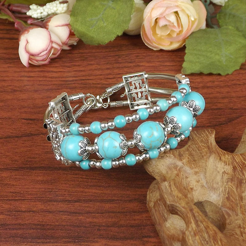 Ethnic-style Vintage Bangle With Exotic Miao Silver Design سوار عتيق الطراز ذو تصميم عرقي مزين بفضة مياو غريبة