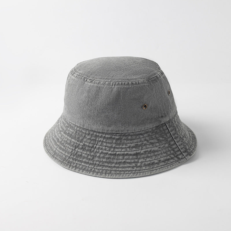 Personalized Distressed Simple Solid-Colored Bucket Hat قبعة دلو بسيطة بلون موحد بتصميم عتيق ومخصصة