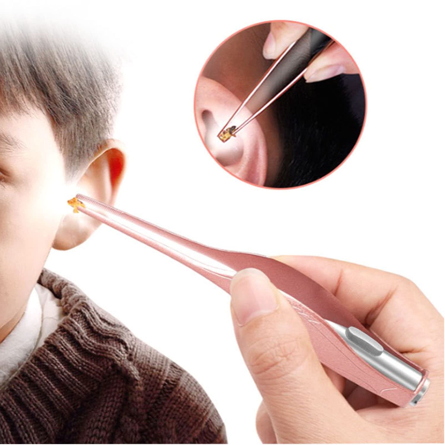 Ear Wax Removal Tool With Light Ear Pick Cleaner Kit For Kids And Adults, Earwax Spoon Digger & Tweezers For Ear Health Care Gift Set With Case أداة إزالة شمع الأذن مع ضوء، طقم تنظيف الأذن للأطفال والكبار