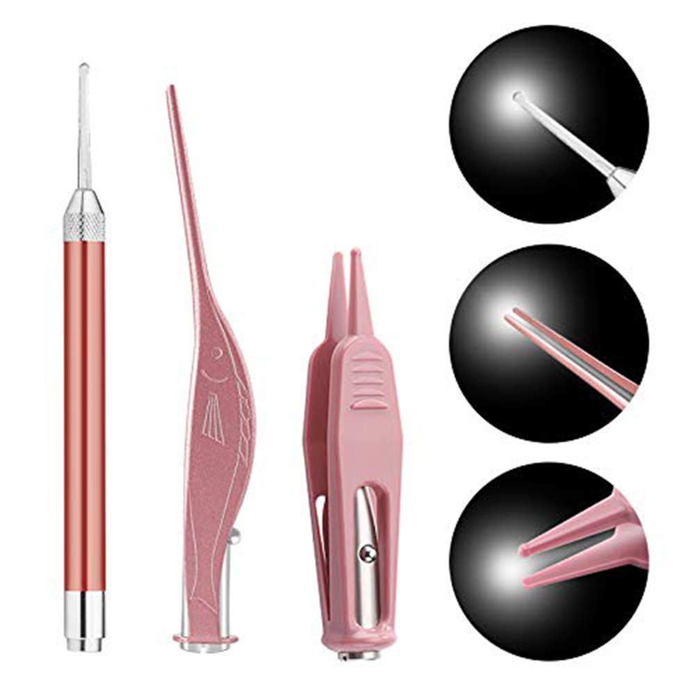Ear Wax Removal Tool With Light Ear Pick Cleaner Kit For Kids And Adults, Earwax Spoon Digger & Tweezers For Ear Health Care Gift Set With Case أداة إزالة شمع الأذن مع ضوء، طقم تنظيف الأذن للأطفال والكبار