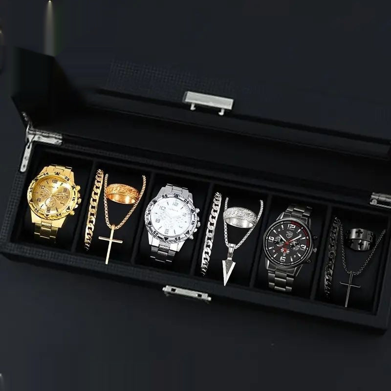 12-set Men's Watches Fashionable Multi-color Assortment Of Quartz Men's Watches مجموعة من 12 ساعة يد رجالية عصرية متعددة الألوان تعمل بحركة الكوارتز