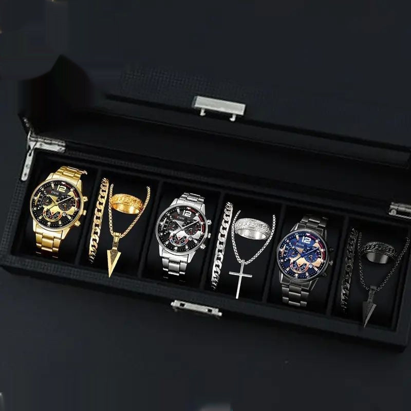 12-set Men's Watches Fashionable Multi-color Assortment Of Quartz Men's Watches مجموعة من 12 ساعة يد رجالية عصرية متعددة الألوان تعمل بحركة الكوارتز