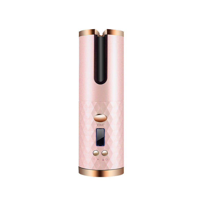 Rechargeable Automatic Hair Curler Women Portable Hair Curling Irمكواة تجعيد الشعر الأوتوماتيكية القابلة لإعادة الشحن للنساء، مكواة تجعيد شعر محمولة بشاشة LCD، مصنوعة من السيراميك، دوارة لتجعيد الشعر وتموجهه