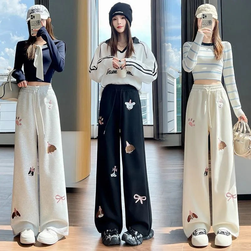 Women's Cartoon Sports Casual Loose Sweatpants بنطلون رياضي نسائي فضفاض برسومات كرتونية