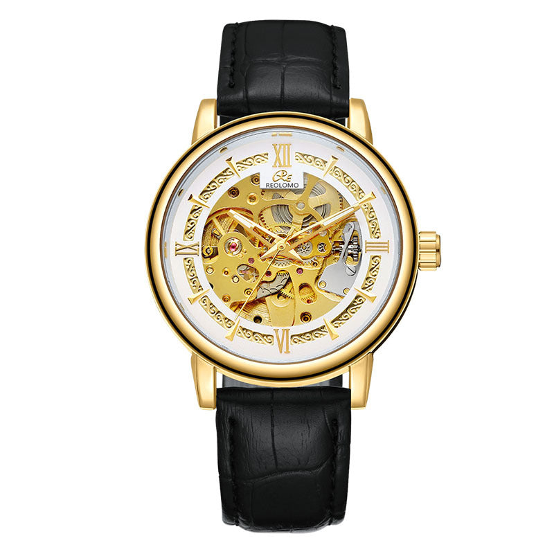 European And American-style Mens Fashionable Hollow-out Mechanical Watch ساعة رجالية ميكانيكية أنيقة بتصميم أوروبي وأمريكي