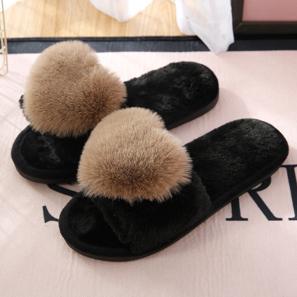 Plush Slippers Women's Cross Section To Keep Warm شباشب نسائية مخملية بتصميم متقاطع للحفاظ على الدفء