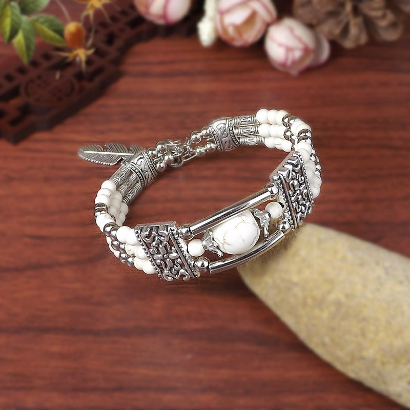 Ethnic-style Vintage Bangle With Exotic Miao Silver Design سوار عتيق الطراز ذو تصميم عرقي مزين بفضة مياو غريبة