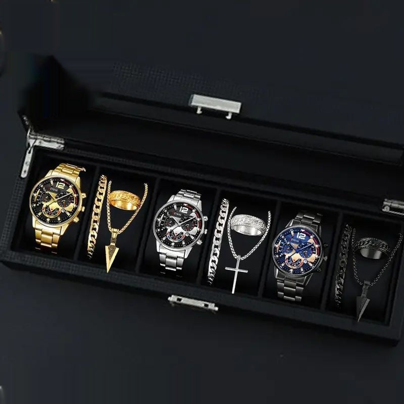 12-set Men's Watches Fashionable Multi-color Assortment Of Quartz Men's Watches مجموعة من 12 ساعة يد رجالية عصرية متعددة الألوان تعمل بحركة الكوارتز