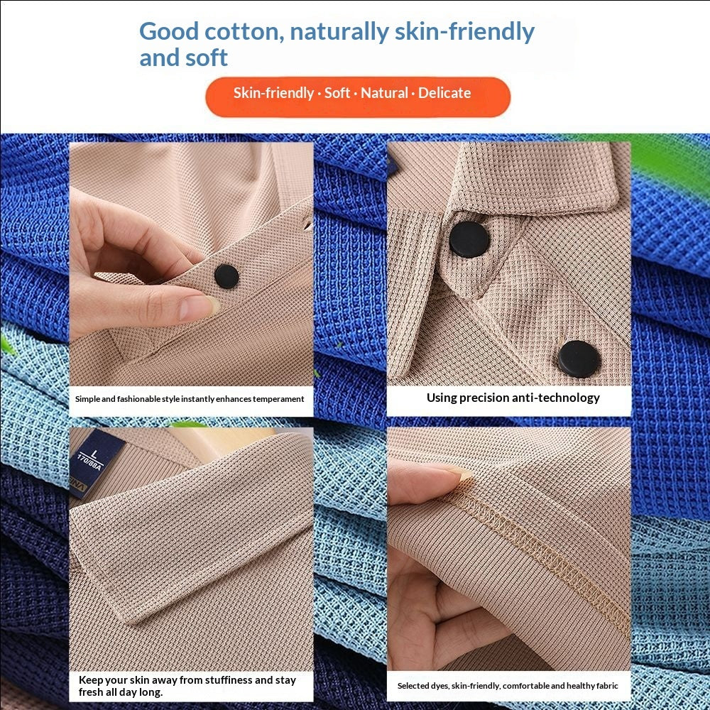 Polo Work Uniform Lapel-collar Short-sleeve Cultural Shirt قميص بولو للعمل، بياقة عريضة وأكمام قصيرة، بنمط ثقافي