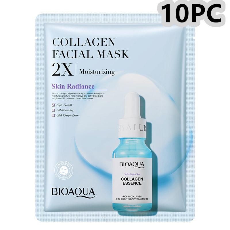 Collagen Face Mask Moisturizing Firming Face Sheet Mask Hyaluronic Acid Facial Masks Beauty Skin Care Gel Skin Care قناع الكولاجين للوجه، قناع ورقي مرطب ومشد للوجه، قناع حمض الهيالورونيك للوجه، جل للعناية بالبشرة، العناية بالبشرة