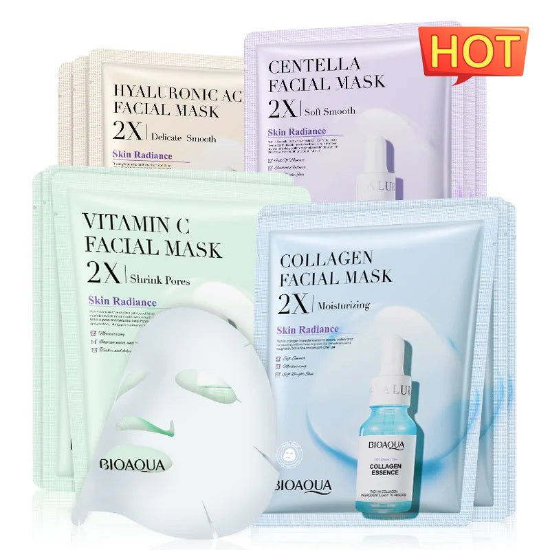 Collagen Face Mask Moisturizing Firming Face Sheet Mask Hyaluronic Acid Facial Masks Beauty Skin Care Gel Skin Care قناع الكولاجين للوجه، قناع ورقي مرطب ومشد للوجه، قناع حمض الهيالورونيك للوجه، جل للعناية بالبشرة، العناية بالبشرة