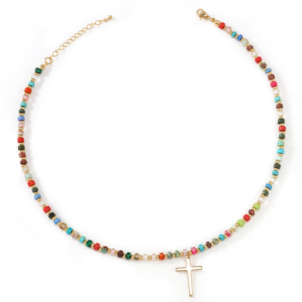 Colorful Beaded Double Layer Necklace قلادة ملونة من الخرز ذات طبقتين