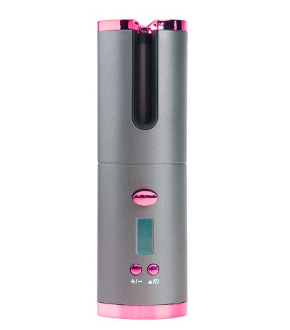 Rechargeable Automatic Hair Curler Women Portable Hair Curling Irمكواة تجعيد الشعر الأوتوماتيكية القابلة لإعادة الشحن للنساء، مكواة تجعيد شعر محمولة بشاشة LCD، مصنوعة من السيراميك، دوارة لتجعيد الشعر وتموجهه