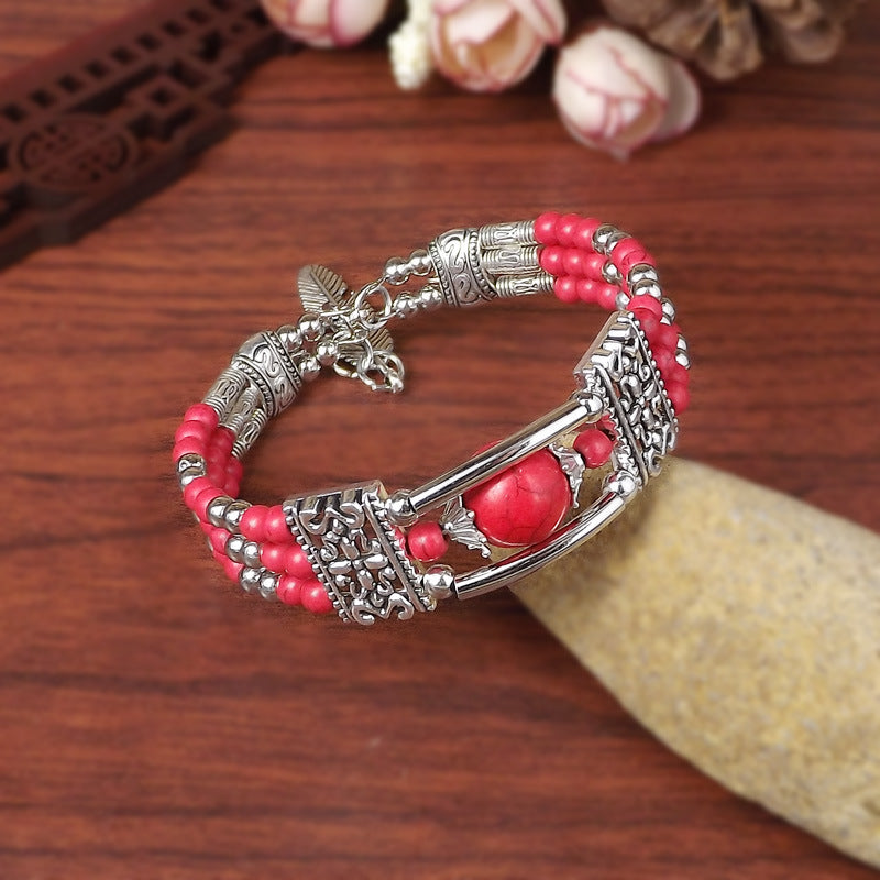 Ethnic-style Vintage Bangle With Exotic Miao Silver Design سوار عتيق الطراز ذو تصميم عرقي مزين بفضة مياو غريبة