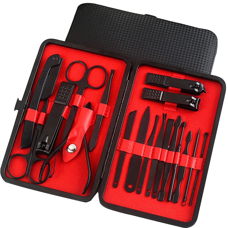 Professional Scissors Nail Clippers Set Ear Spoon Dead Skin Pliers Nail Cutting Pliers Pedicure Knife Nail Groove Trimmers مجموعة مقصات أظافر احترافية، ملعقة أذن، كماشة لإزالة الجلد الميت، كماشة لقص الأظافر، سكين باديكير، أداة تشذيب أخاديد الأظافر