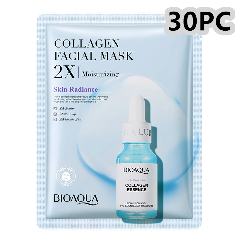 Collagen Face Mask Moisturizing Firming Face Sheet Mask Hyaluronic Acid Facial Masks Beauty Skin Care Gel Skin Care قناع الكولاجين للوجه، قناع ورقي مرطب ومشد للوجه، قناع حمض الهيالورونيك للوجه، جل للعناية بالبشرة، العناية بالبشرة