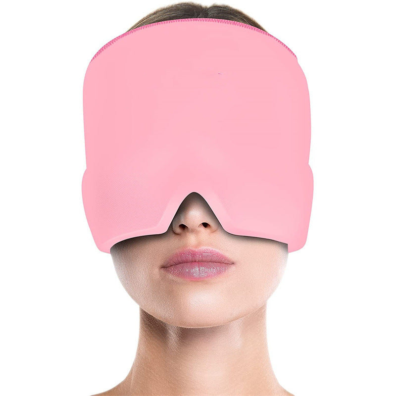 Migraine Relief Hat Cold Therapy Migraine Relief Products Comfortable Head Wrap Ice Pack Eye Mask For Puffy Eyes قبعة لتخفيف الصداع النصفي، علاج بالتبريد، منتجات لتخفيف الصداع النصفي، غطاء رأس مريح، كمادة ثلج، قناع للعينين المنتفختين