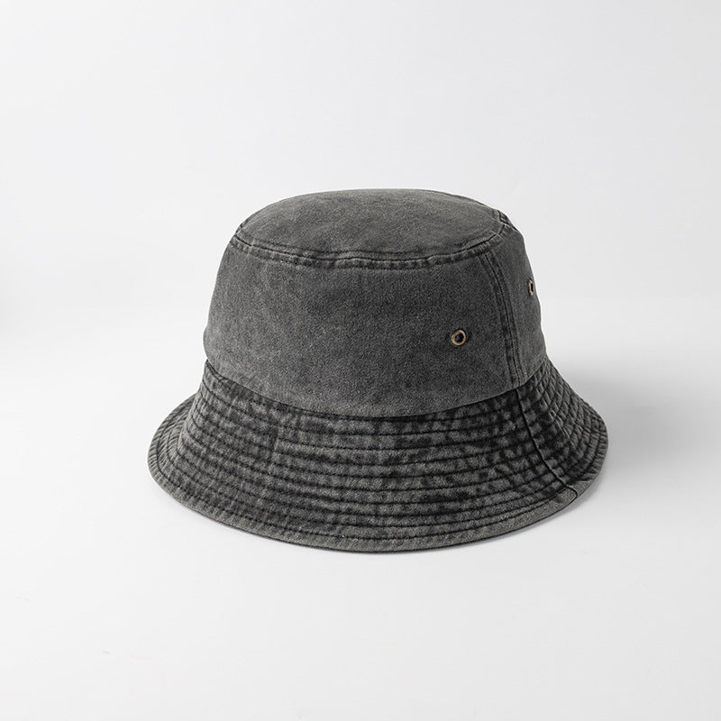 Personalized Distressed Simple Solid-Colored Bucket Hat قبعة دلو بسيطة بلون موحد بتصميم عتيق ومخصصة
