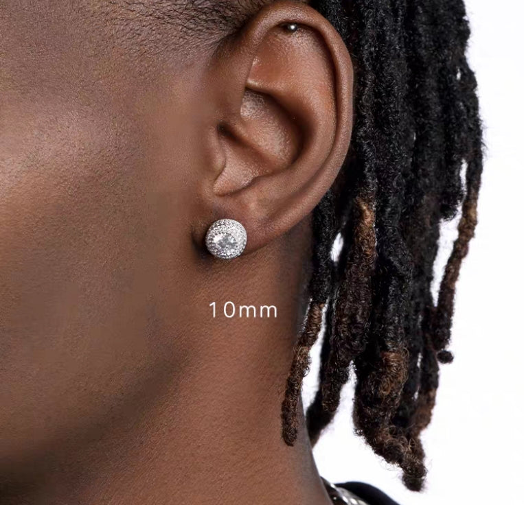 Hip Hop Zircon Stud Earrings – Sparkling Unisex Wedding Jewelry