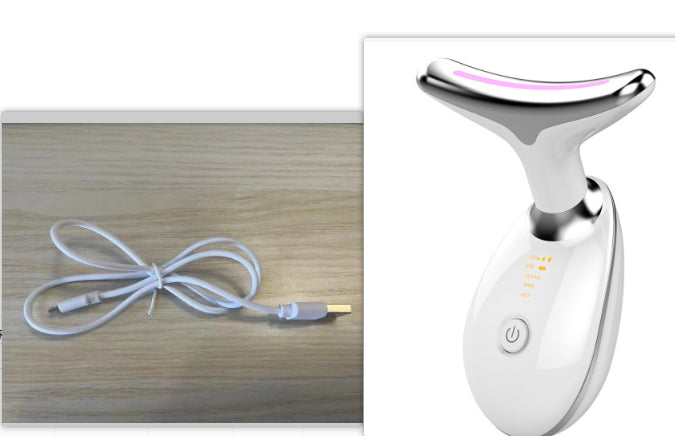 EMS Thermal Neck Lifting And Tighten Massager Electric Microcurrent Wrinkle Remover جهاز تدليك حراري لشدّ الرقبة ورفعها بتقنية EMS، مزيل للتجاعيد يعمل بالتيار الكهربائي الدقيق