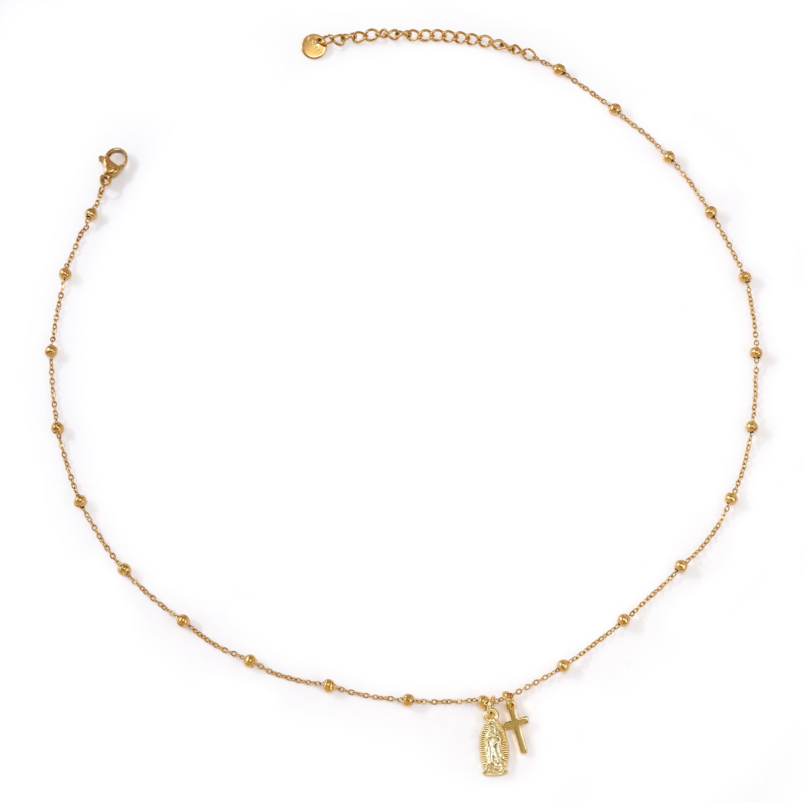 Handmade Beaded Red And Gold Double-Layer Necklace قلادة مصنوعة يدوياً من الخرز الأحمر والذهبي بطبقتين
