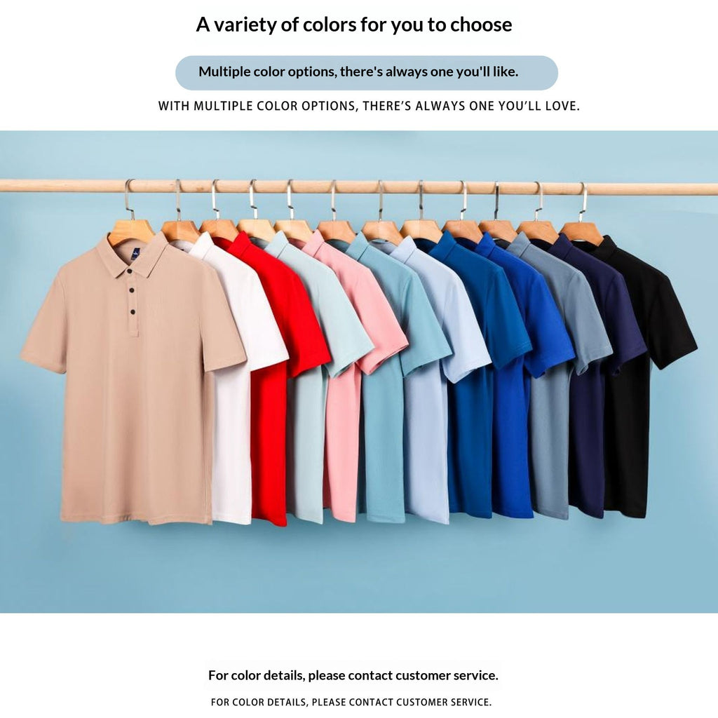 Polo Work Uniform Lapel-collar Short-sleeve Cultural Shirt قميص بولو للعمل، بياقة عريضة وأكمام قصيرة، بنمط ثقافي