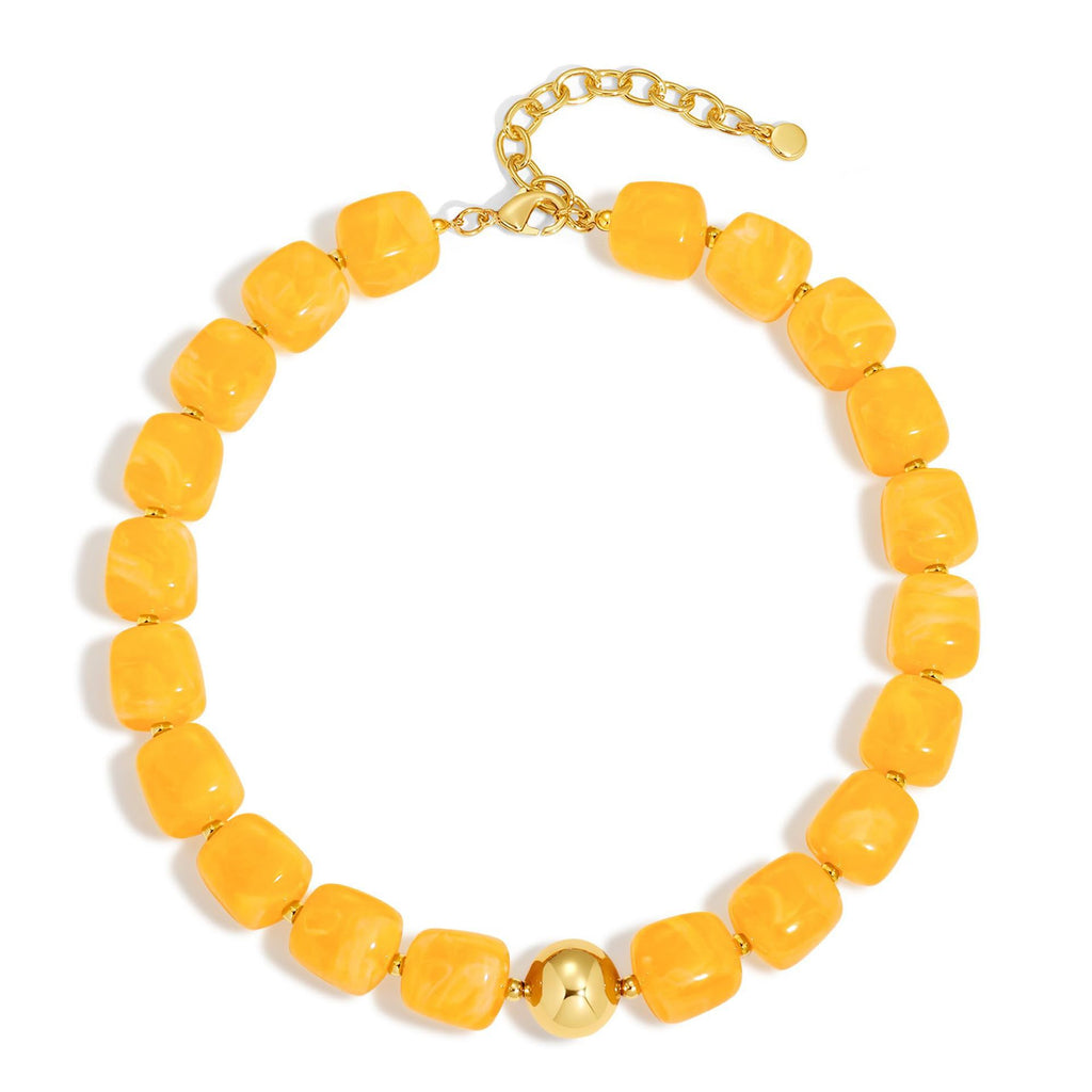 Bohemian-style Multicolor Resin Bead Necklace قلادة من الخرز الراتنجي متعدد الألوان على الطراز البوهيمي