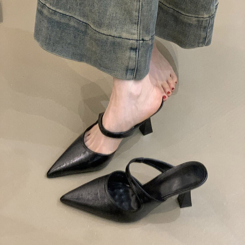 Pointed-toe Stiletto-heel Open-back Mules For Women أحذية نسائية مفتوحة من الخلف بكعب ستيليتو ومقدمة مدببة