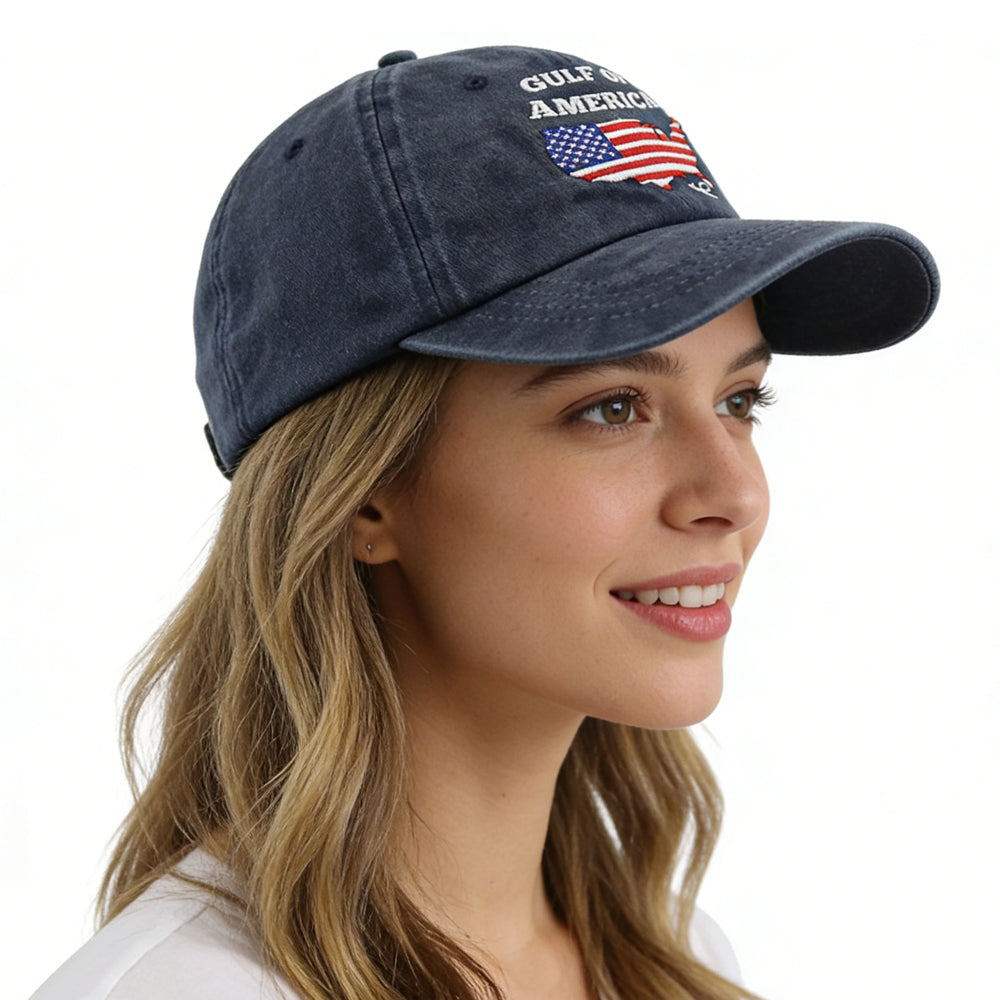 2pcs Gulf Of Patriotic Decorations Baseball Cap  قبعتان من قطعتين بتصميم خليج أمريكا للرجال والنساء، قبعة بتصميم علم أمريكا وخليج المكسيك، قبعة بيسبول مزينة بزخارف وطنية أمريكية، هدايا عيد ميلاد للأب والأم والصديق والمحارب القديم