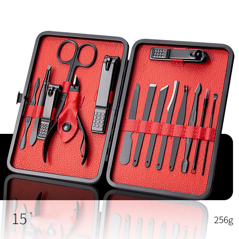 Professional Scissors Nail Clippers Set Ear Spoon Dead Skin Pliers Nail Cutting Pliers Pedicure Knife Nail Groove Trimmers مجموعة مقصات أظافر احترافية، ملعقة أذن، كماشة لإزالة الجلد الميت، كماشة لقص الأظافر، سكين باديكير، أداة تشذيب أخاديد الأظافر