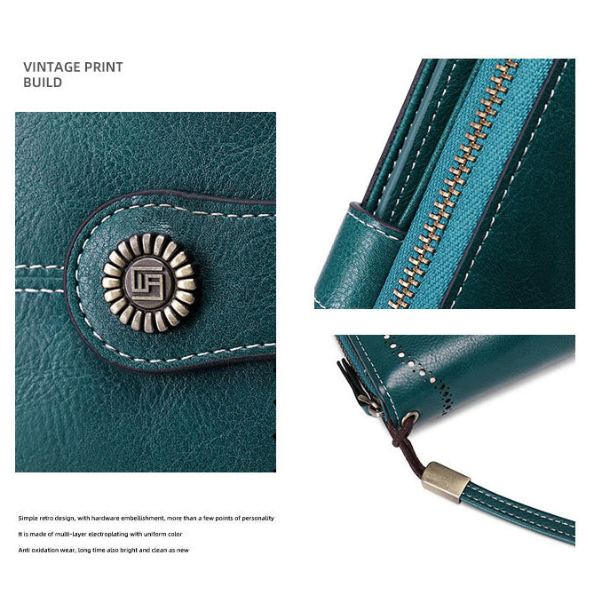 RFID Blocking Women's Long Zipper Wallet, Large Capacity Clutch Purse For Daily & Travel Use, Multi Card Holder Ladies Wallet